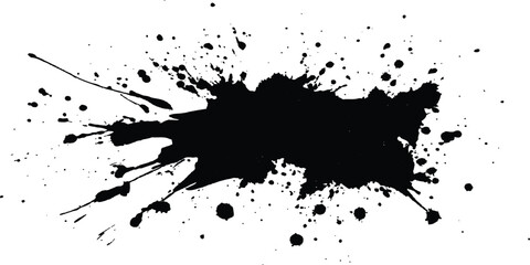 Naklejka premium Vector simple black brush stroke on a clean white background. Abstract black in splash, paint, brush strokes, stain grunge isolated on white background, 