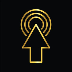 gold color mouse arrow cursor icon, flat, design, vector, illustrations, education, style, trendy, collections