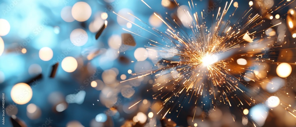 Poster a dynamic and visually captivating digital firework explosion, featuring vibrant, neon-like glow and