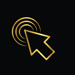 gold color mouse arrow cursor icon, flat, design, vector, illustrations, education, style, trendy, collections