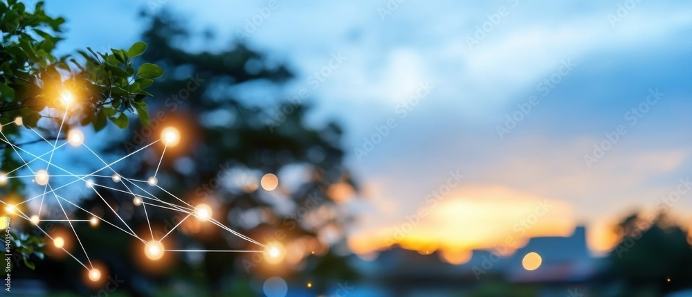 Poster an illuminated, technologically advanced smart city with integrated digital infrastructure and intel
