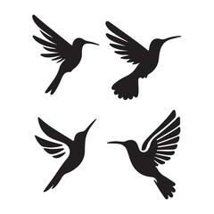 set of silhouettes of birds