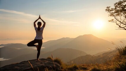  Vibrant Woman Practices Yoga
