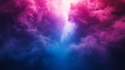 Vibrant pink and blue smoke clouds create a mesmerizing effect.