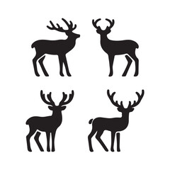 set of deer silhouettes