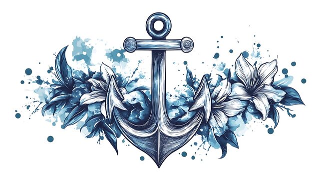 Retro anchor tattoo drawing image