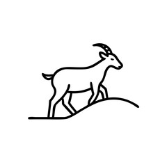 A graceful mountain goat gracefully traversing a gentle hillside, a minimalist line art depiction.