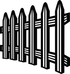 Fence Silhouette Black Vector | Classic Barrier Design for Garden and Property Projects