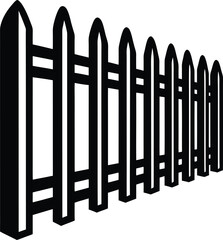 Fence Silhouette Black Vector | Classic Barrier Design for Garden and Property Projects