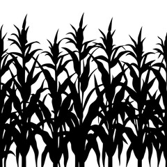 Naklejka premium Bold corn tree silhouette illustration, ideal for agriculture ads, eco-friendly product packaging, t-shirt printing, and rustic farmhouse-themed wall art.