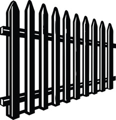 Fence Silhouette Black Vector | Classic Barrier Design for Garden and Property Projects