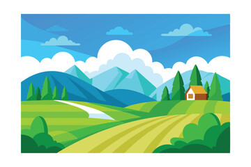Fototapeta premium landscape with mountains and lake