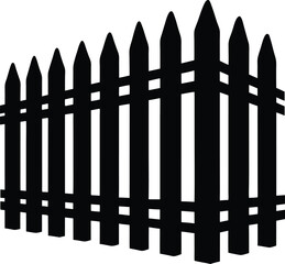 Fence Silhouette Black Vector | Classic Barrier Design for Garden and Property Projects