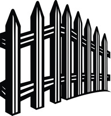 Fence Silhouette Black Vector | Classic Barrier Design for Garden and Property Projects