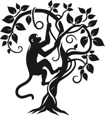 Vector silhouette of a monkey animal black