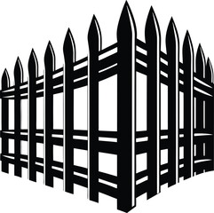 Fence Silhouette Black Vector | Classic Barrier Design for Garden and Property Projects