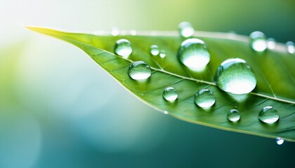 water drops on green leaf