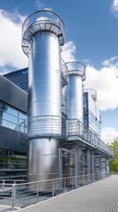 Large scale storage tanks filled with fish food ingredients - blending hygiene containers fish