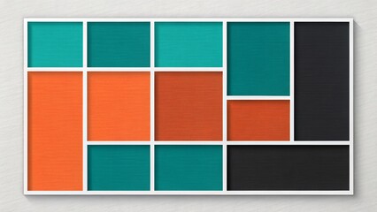 Abstract Geometric Design with Orange, Teal, and Black Colors