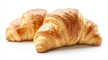 Golden Croissants on a White Background