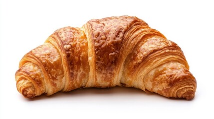 Buttery French Croissant on White Background