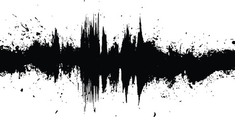 Black grange texture. Vector sound waves black grange texture illustration design. Abstract sound wave, black ink splatter on white background. 