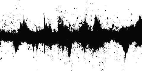Black grange texture. Vector sound waves black grange texture illustration design. Abstract sound wave, black ink splatter on white background. 