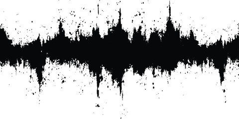 Black grange texture. Vector sound waves black grange texture illustration design. Abstract sound wave, black ink splatter on white background. 