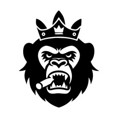 old king bearded monkey gorilla face vector logo design   © MdJahid
