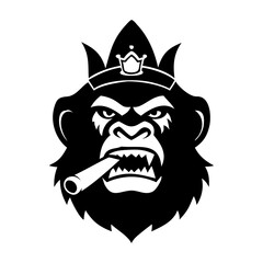 old king bearded monkey gorilla face vector logo design 
