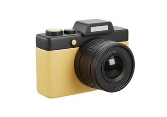 3D Yellow and black camera on white background