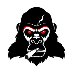 Angry gorilla mascot logo with red eye illustration. logo, badge, esport logo, emblem. 