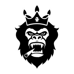 old king bearded monkey gorilla face vector logo design 
