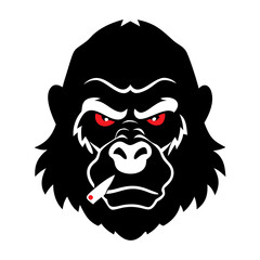 Angry gorilla mascot logo with red eye illustration. logo, badge, esport logo, emblem. 