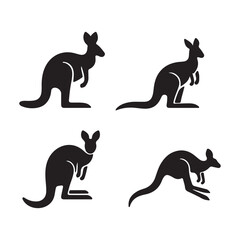 kangaroo silhouettes vector