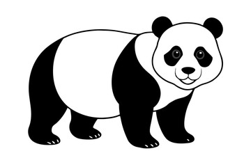 panda silhouette line art vector illustration with a white background
