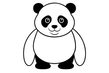 panda silhouette line art vector illustration with a white background