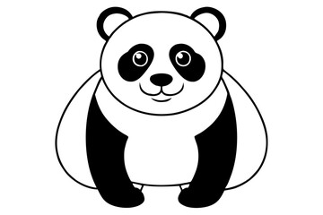 panda silhouette line art vector illustration with a white background