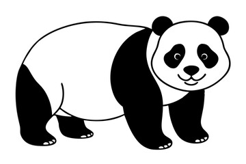 panda silhouette line art vector illustration with a white background