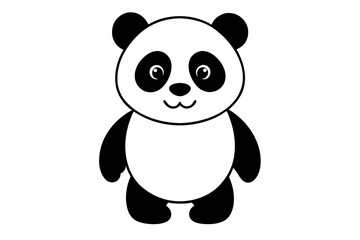 panda silhouette line art vector illustration with a white background