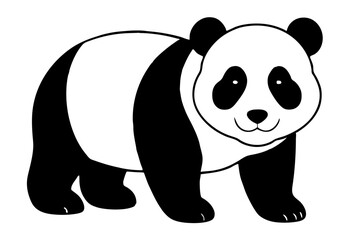 panda silhouette line art vector illustration with a white background