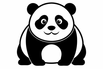 panda silhouette line art vector illustration with a white background