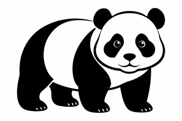panda silhouette line art vector illustration with a white background