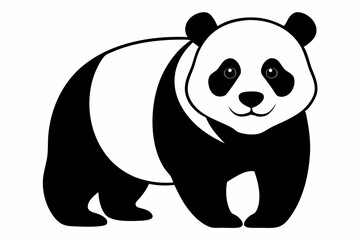 panda silhouette line art vector illustration with a white background