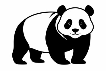 panda silhouette line art vector illustration with a white background