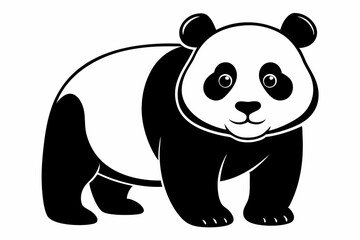 panda silhouette line art vector illustration with a white background