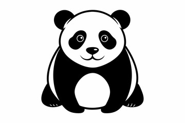 panda silhouette line art vector illustration with a white background