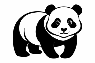 panda silhouette line art vector illustration with a white background