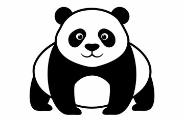 panda silhouette line art vector illustration with a white background