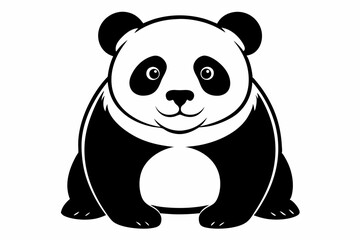 panda silhouette line art vector illustration with a white background